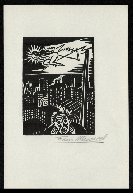 Houtsnede van Belgische kunstenaar Frans Masereel uit het werk l'idée