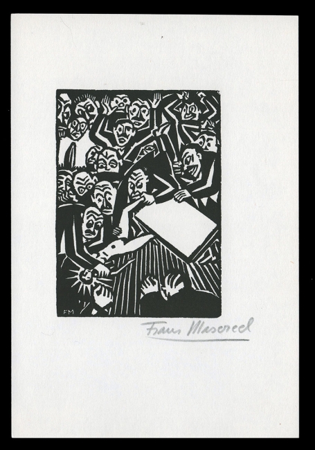 Houtsnede van Belgische houtsnijder Frans Masereel uit het werk l'idée