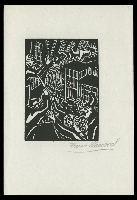 Houtsnede van Belgische kunstenaar Frans Masereel uit het werk l'idée