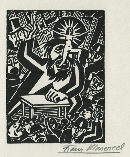 Woodcut by Belgian artist Frans Masereel from the work The Idea