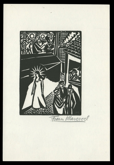Houtsnede van Belgische kunstenaar Frans Masereel uit het werk l'idée
