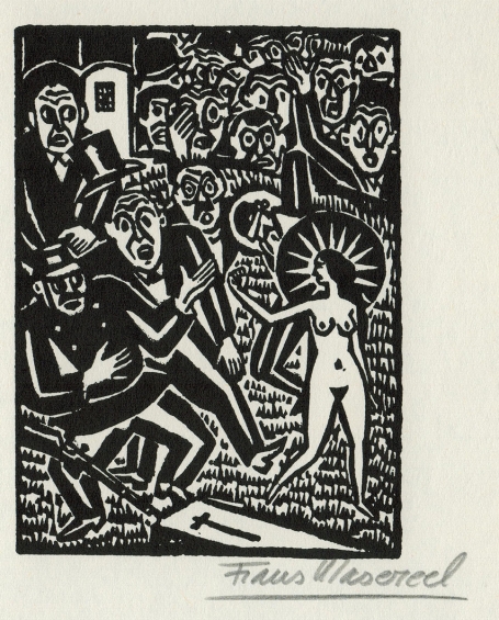 Woodcut by Belgian artist Frans Masereel from the work The Idea