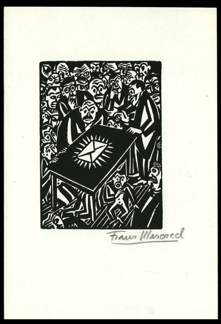 Woodcut by Belgian artist Frans Masereel from the work The Idea