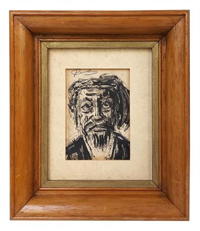 kleine tekening, man met snor en sikje