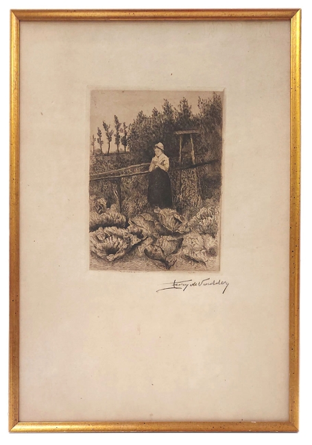 Ets, dame bij de boerenkool in de tuin