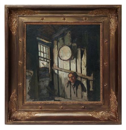 Man in interieur aan het raam