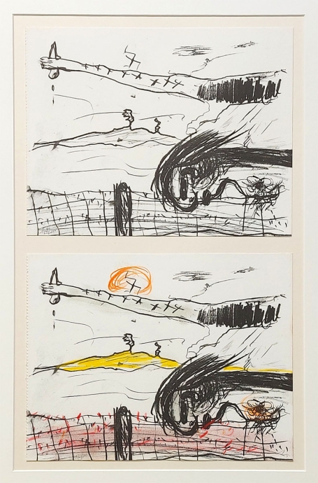 Belgische graficus Fred Bervoets met twee litho's