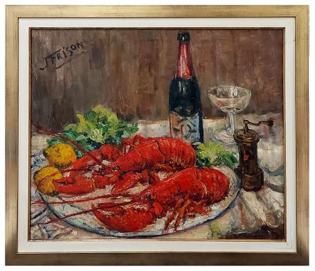 Stilleven Kreeften en champagne