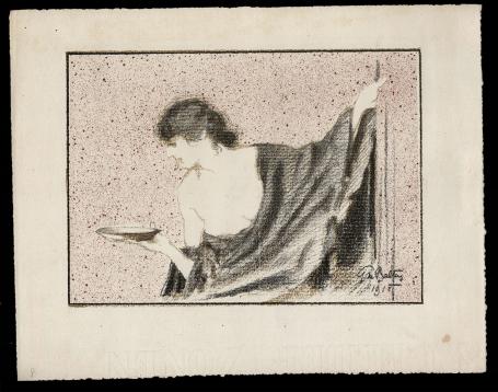 Sierlijke dame met bord in de hand 1918 , 2de staat