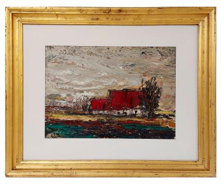 Woest landschapje met boerderij