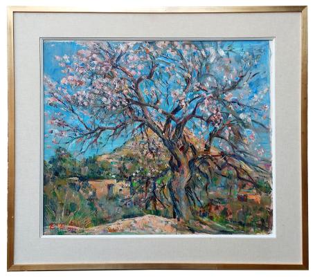 Bloeiende boom in het landschap 1999