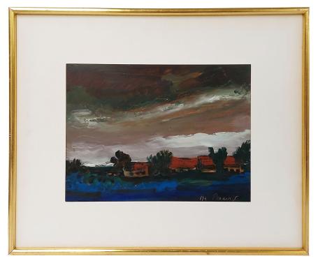 Dreigende lucht boven de boerderij