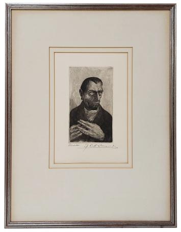 Blinde met atlierstempel in kader