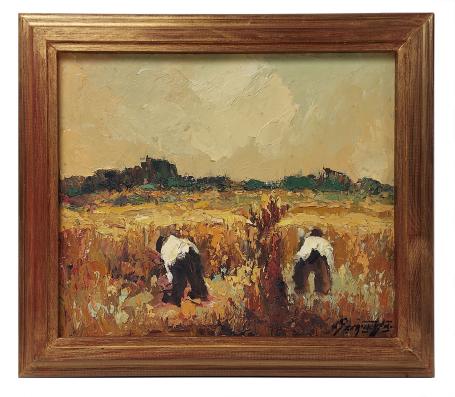 Boeren aan het oogsten van de tarwe