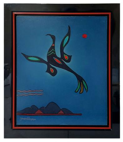 De vuurvogel in het landschap