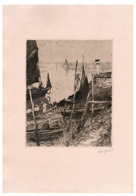 Visserbootjes met fnuiken aan de kade