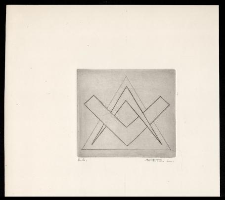 Abstract grafisch werk, Driehoek en winkelhaak E.A.