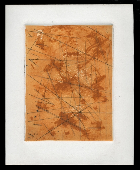 Abstract lijnenspel op oker achtergrond