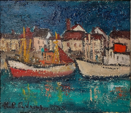 Kunstwerkje van Hubert De Vries, schilderij Zeebrugge