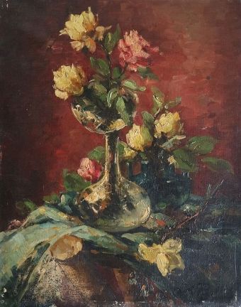 Stilleven vaas met rozen