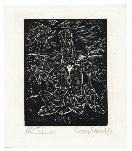 Houtsnede van de Duitse kunstenaar franz Emanuel Hecht