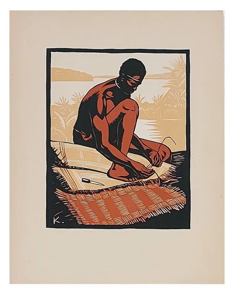 Coloured wood engraving from Henri Kerels, Belgian Artist