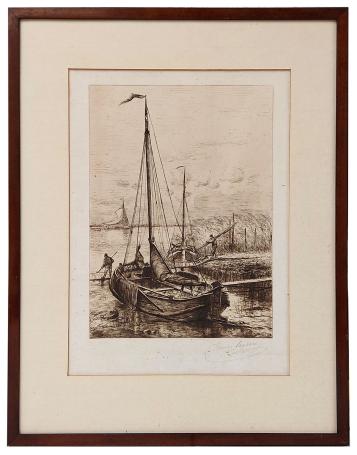 Zicht op bootje en mensen 1881