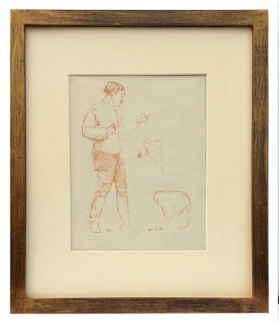 Schets, Man slaat vrouw aan de haak 1915