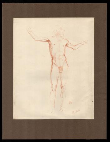 Schets lichaam naakte man 1916