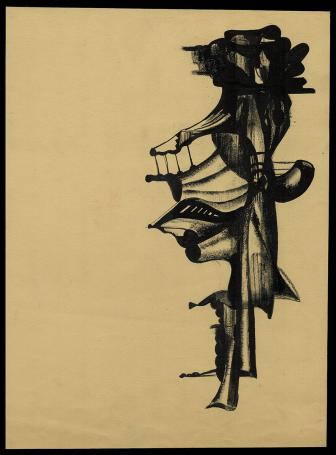 Inkttekening van de Belgische kunstenaar Bert Hildebrandt