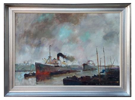 Groot schip op de Schelde