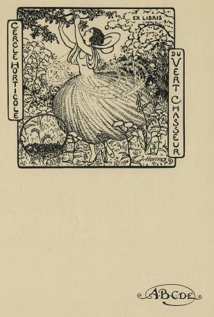 De kunstenares Jeanne Hovine met een ex libris