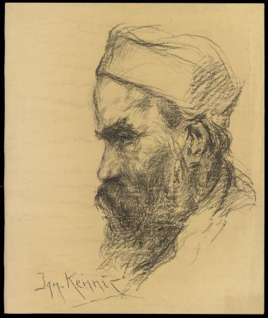 Houtskooltekening, Bebaarde man zijaanzicht