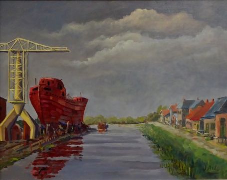 Gezicht op scheepswerf