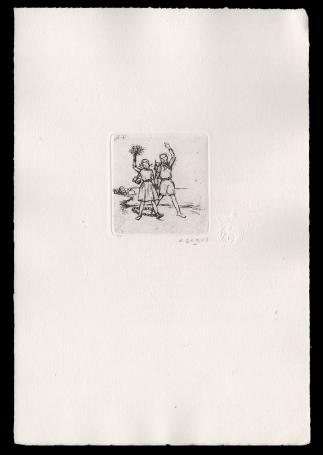 Kleine ets, twee vrolijke kinderen