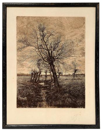 Herfstlandschap, bomen bij een kreek 1885