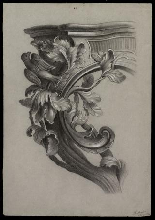 Ornament met bladeren en vogel 1884
