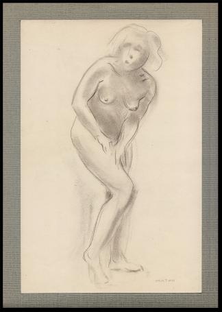 Naakte dame met schroom