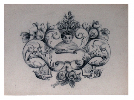 Tekening Ornament met engel (+/- 1883 )