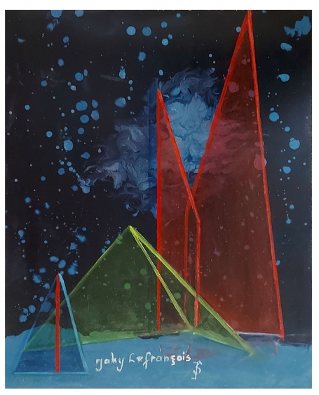 Geometrische figuren in een droomlandschap