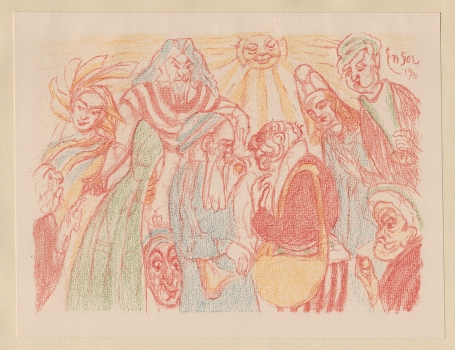 Litho van James Ensor uit 1921 die gemaakt werd in 1920