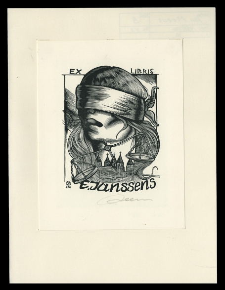 De Belgische kunstenaar Jan Meeus met een ex libris