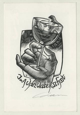 De Schotense graficus Jan Meeus met een ex libris