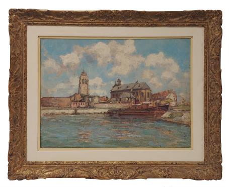 Boot in het bassin aan de twee kerken