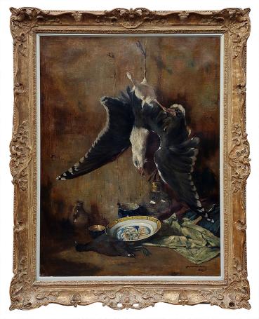 Stilleven, Vanitas zeemeeuw en porseleinen bord 1946