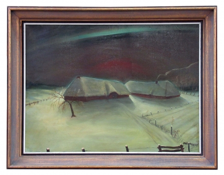 Winterlandschap met twee langhoeves