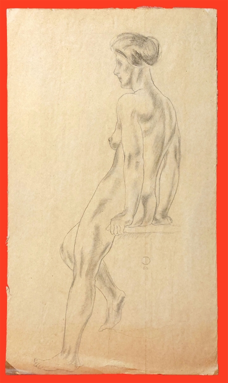 Studieschets, Steunende naakte dame 1960