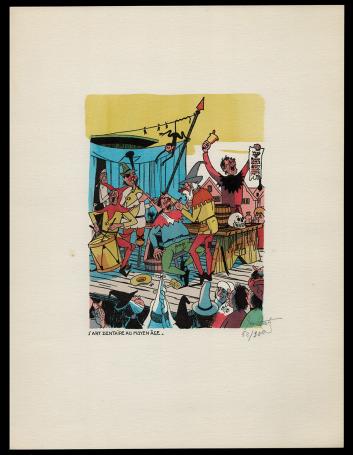 Humoristische litho uit 1962 van Jean Dratz kopen