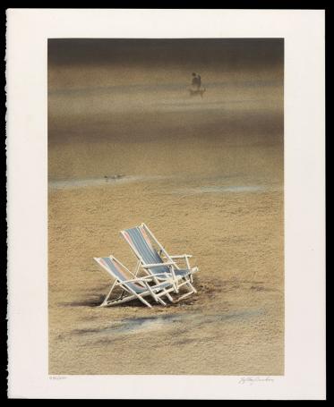 Verlaten strand op een mistige najaarsochtend 492/500 1999