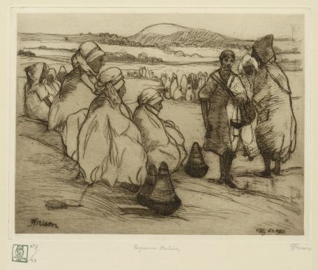 Jehan Frison met een ets van enkele Berbers